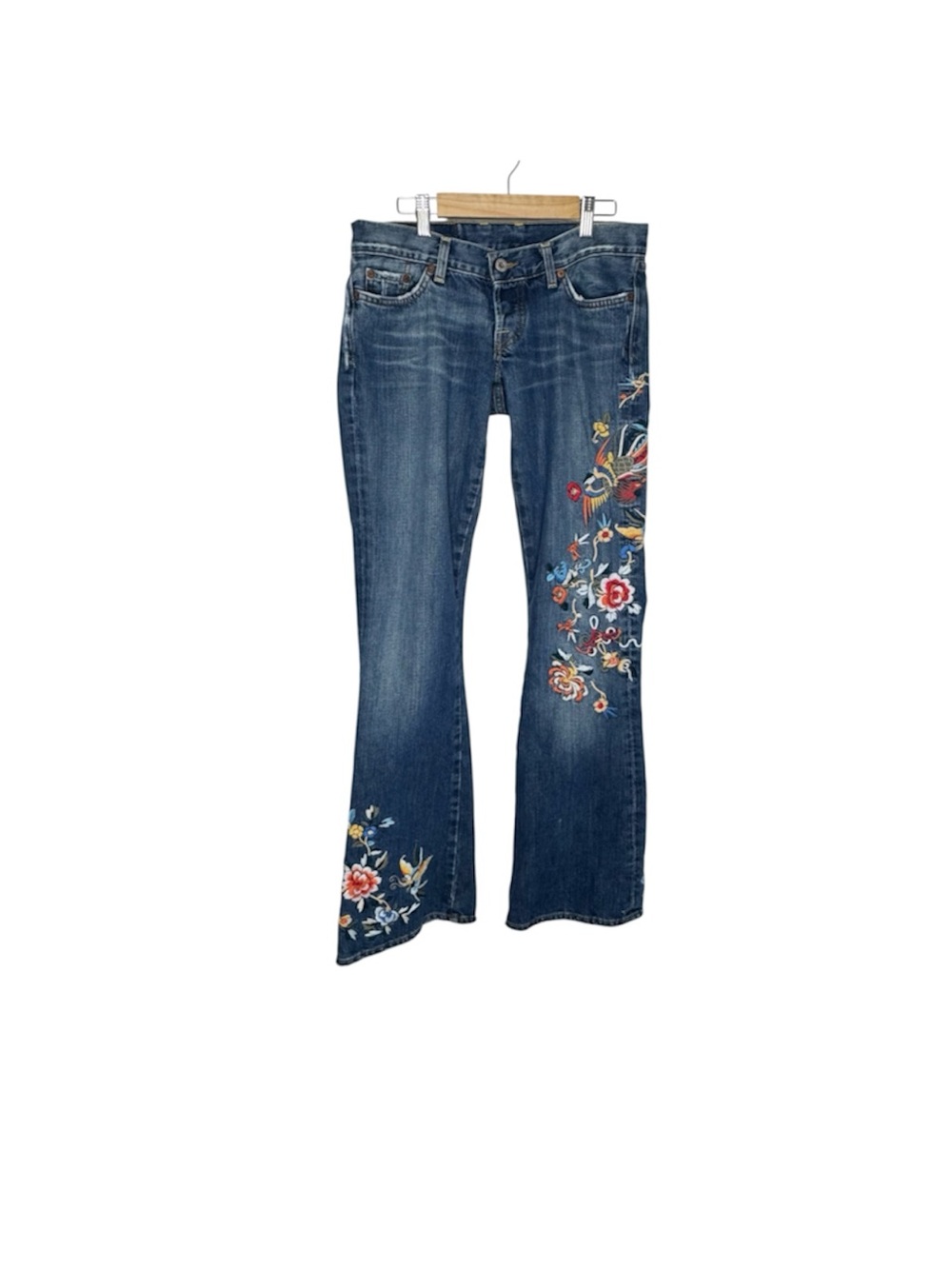 Y2K Lucky Brand Dungarees Lil’ Maggie Floral Embroidered Jeans Pants Sz 27 (4)
